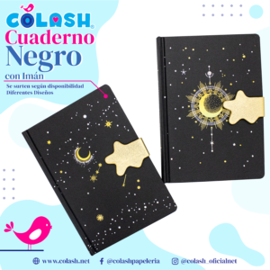 CUADERNO NEGRO CON IMÁN